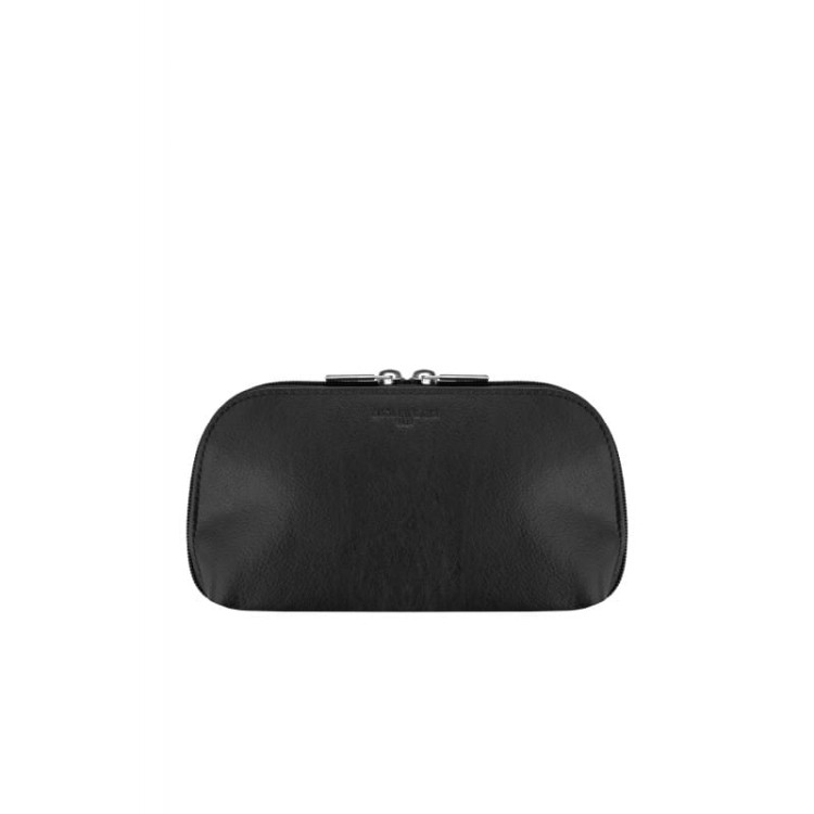 Czarna mała kosmetyczka skórzana marki Cholewiński, zdjęcie z przodu produktu.